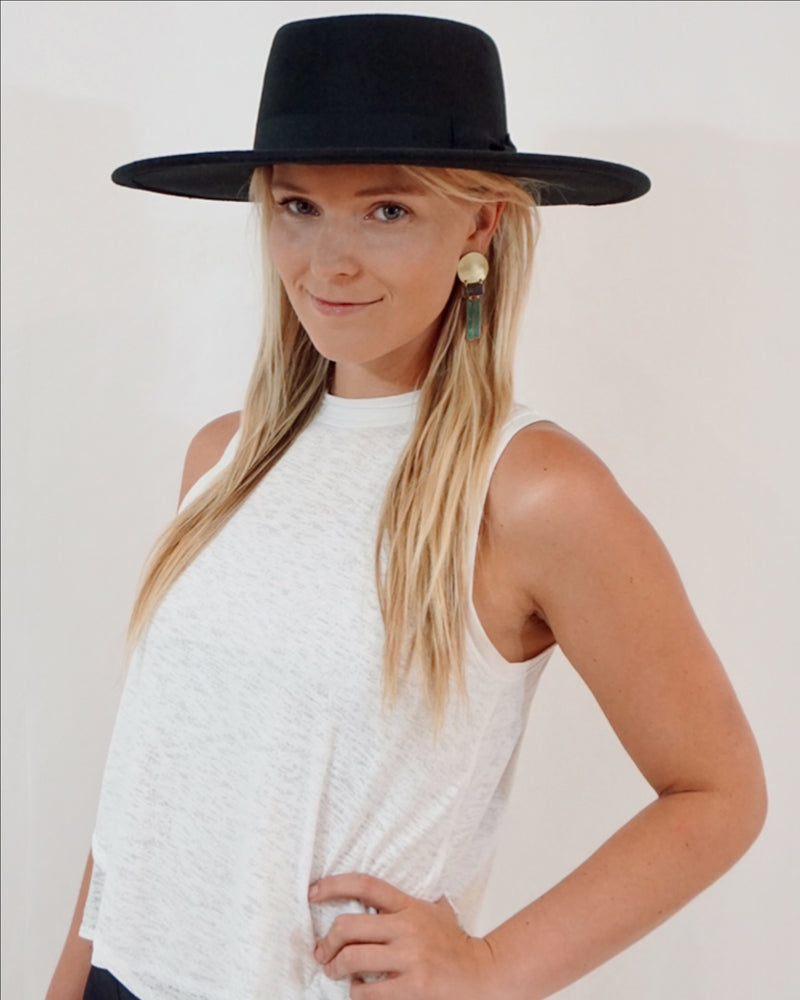 Rye Vegan Felt Boater - Black