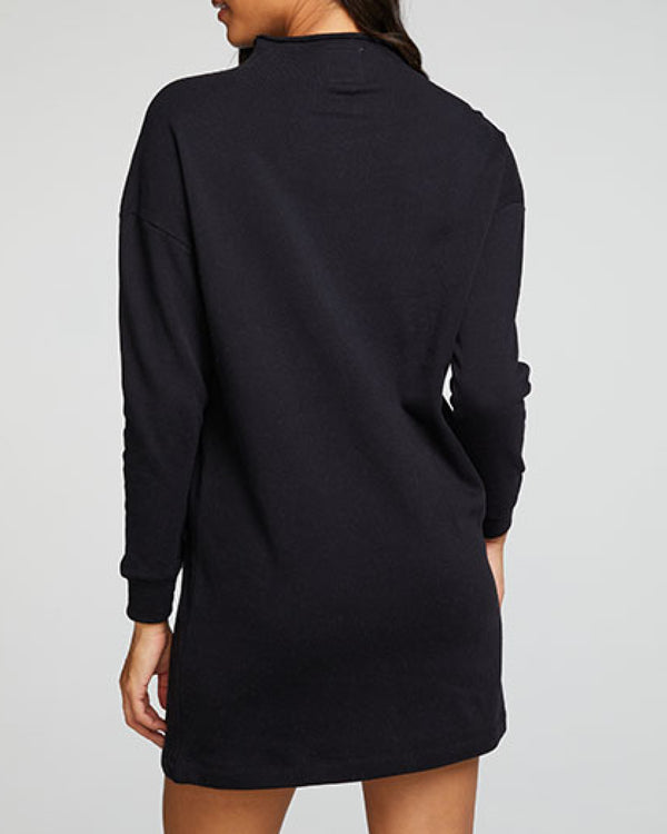 Mock-Neck Fleece Long-Sleeve Dress